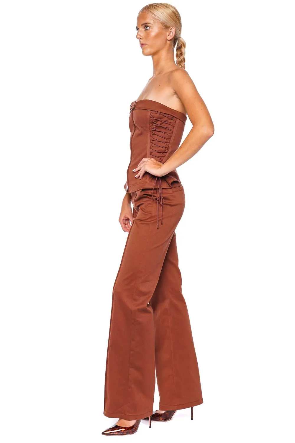 Ansel Chestnut High Waisted Trouser