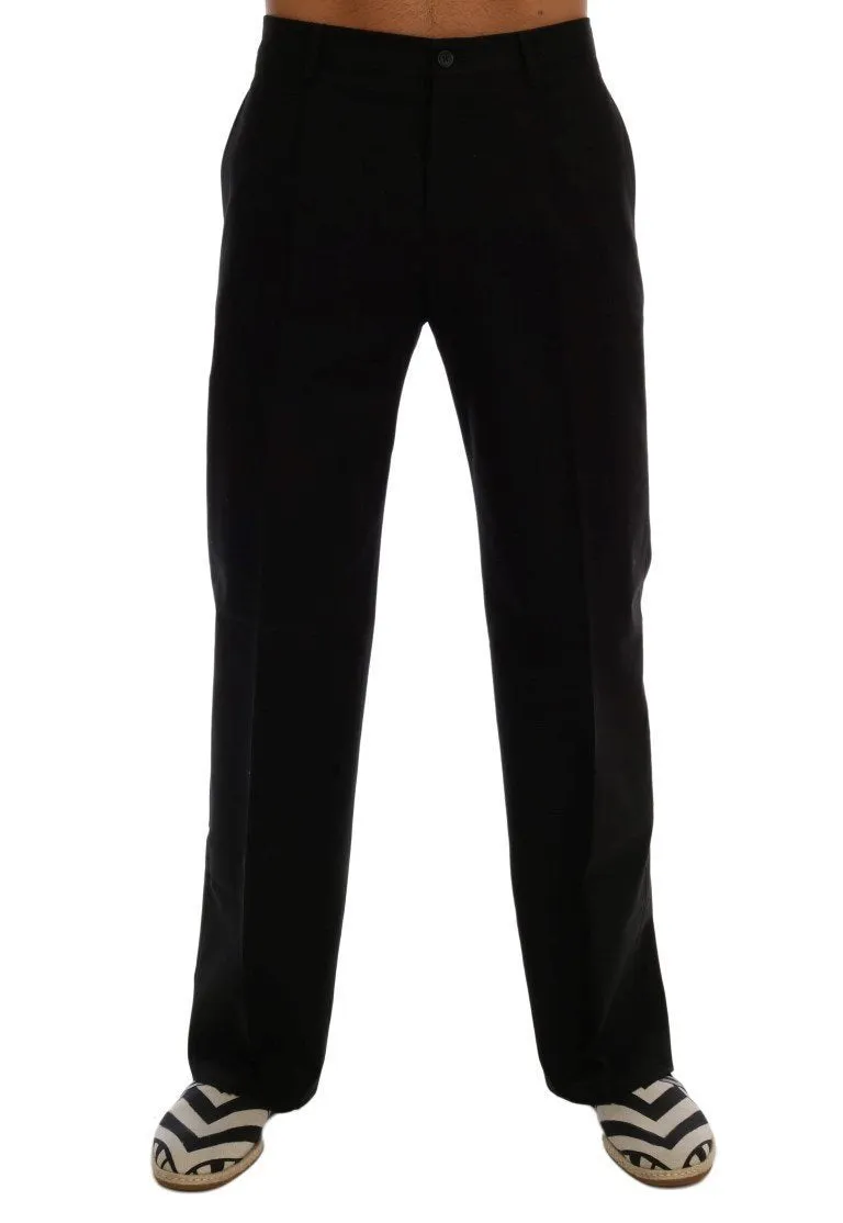Black Cotton Stretch Dress Pants