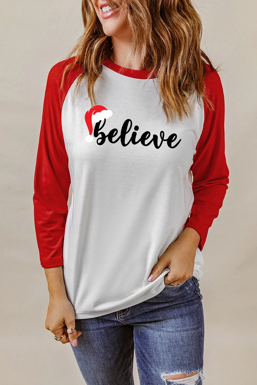 Color Block Raglan Sleeve Pullover Top