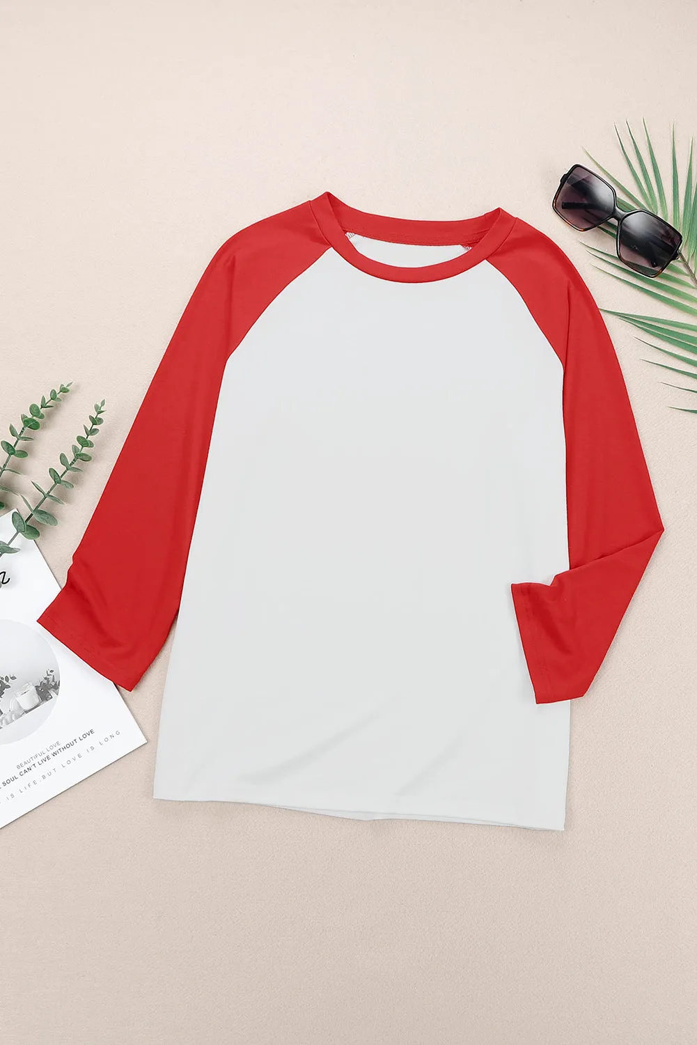 Color Block Raglan Sleeve Pullover Top