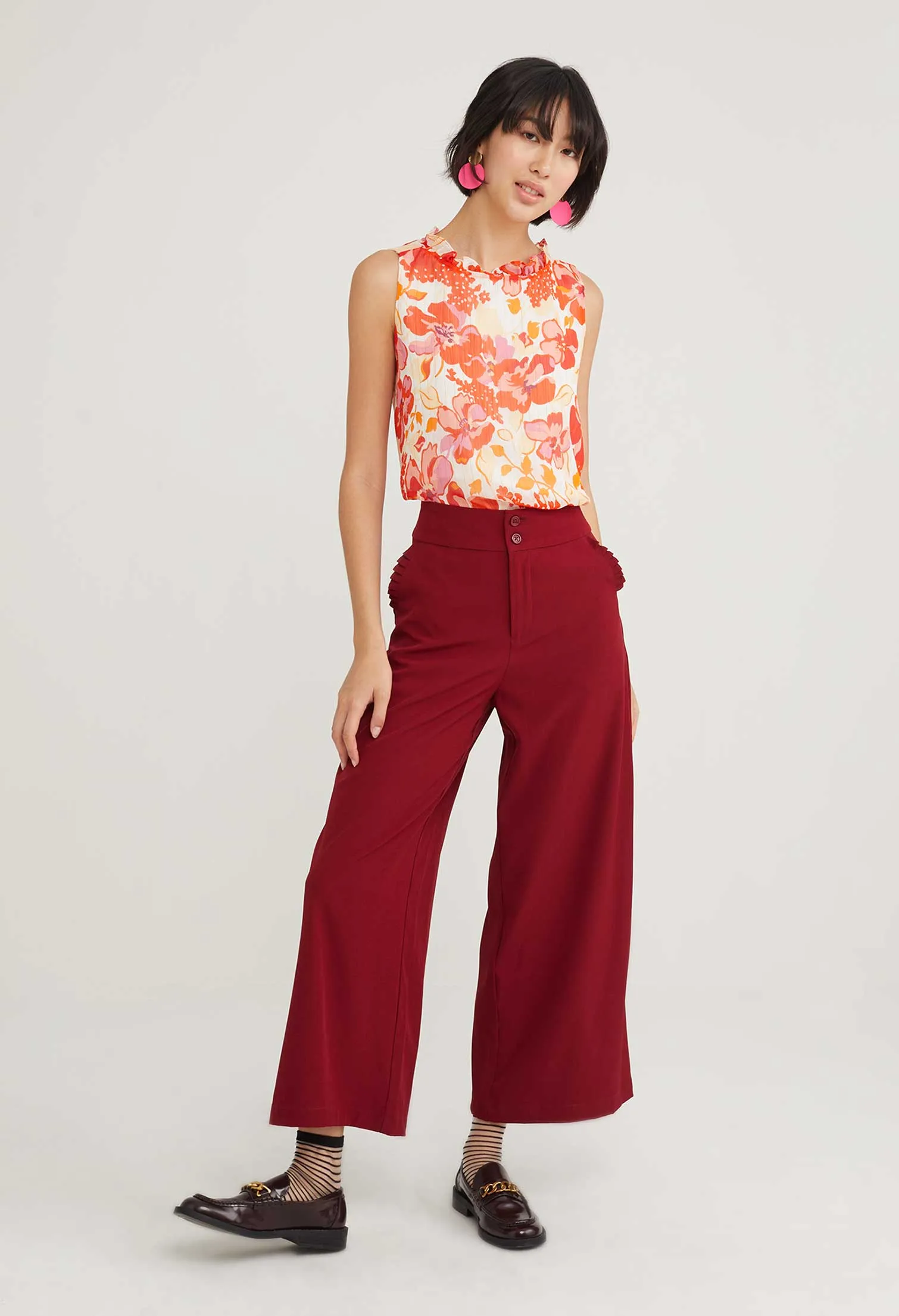 Dual Accent Wide Leg Trousers