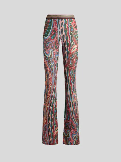 Flared Paisley Jacquard Trousers