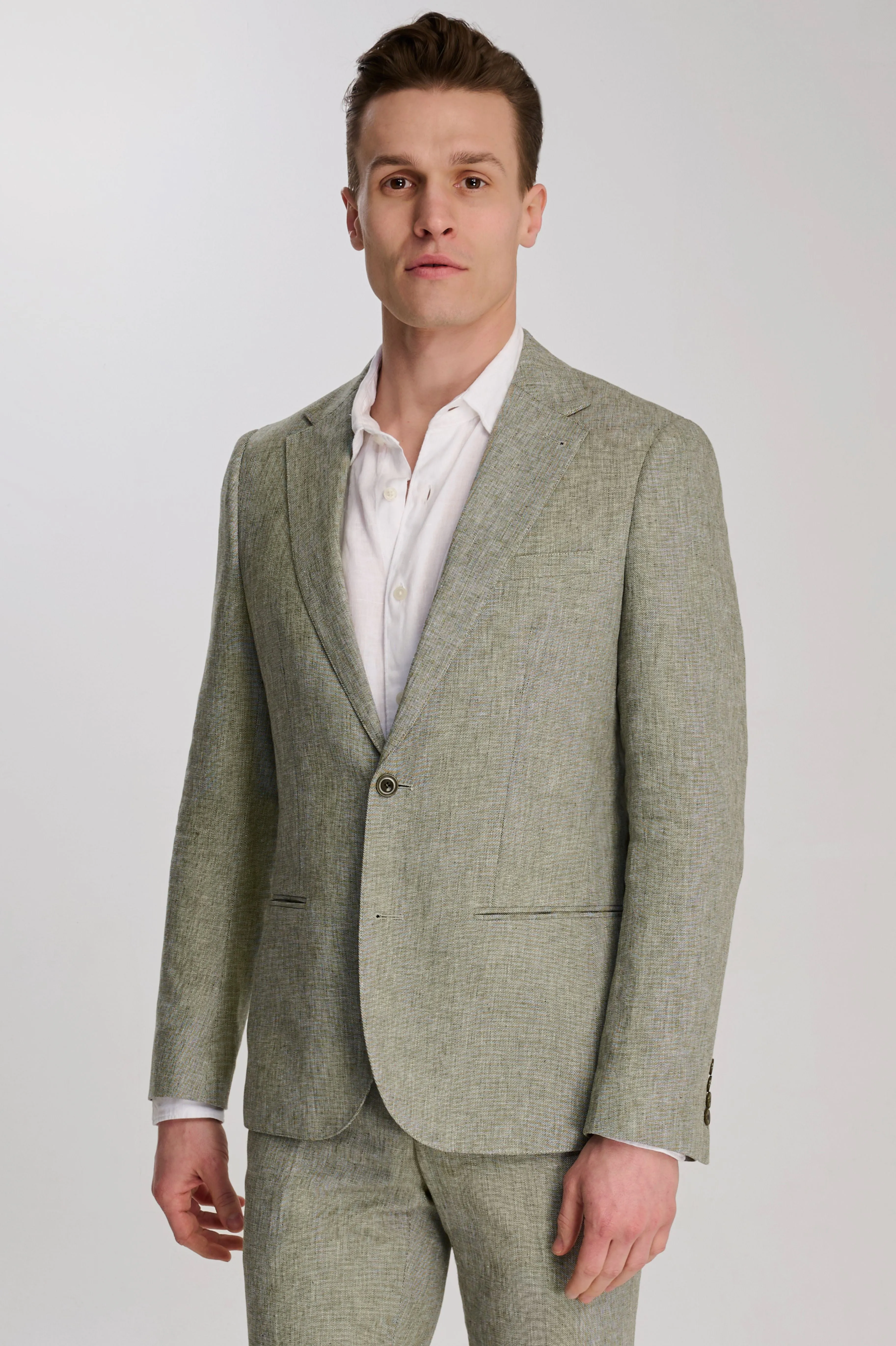 Giacomo Slim Fit Cotton Linen Suit Jacket in Green