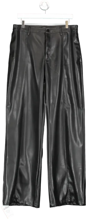 luxe to kill Black Leather Look Wide Leg Trousers UK 16