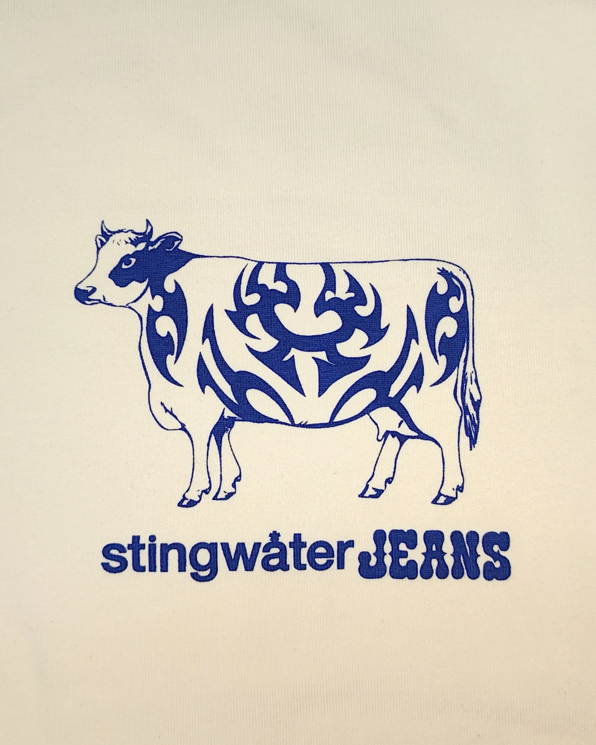Stingwater Tatted Cow T-Shirt Ringer Off White/Navy