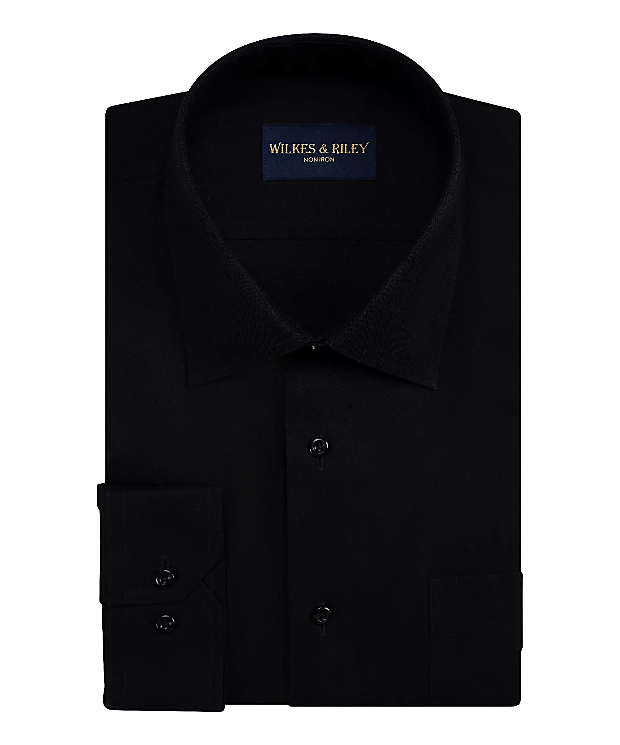 Tailored Fit Navy Spread Collar Non-Iron Poplin Dress Shirt