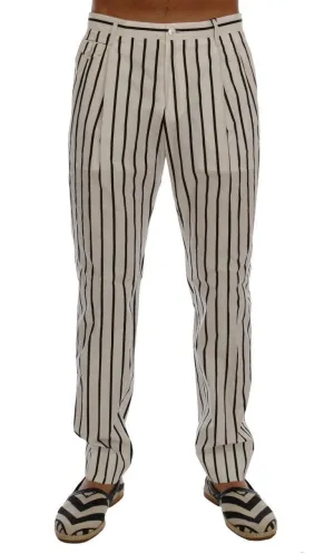 White Striped Cotton Dress Pants